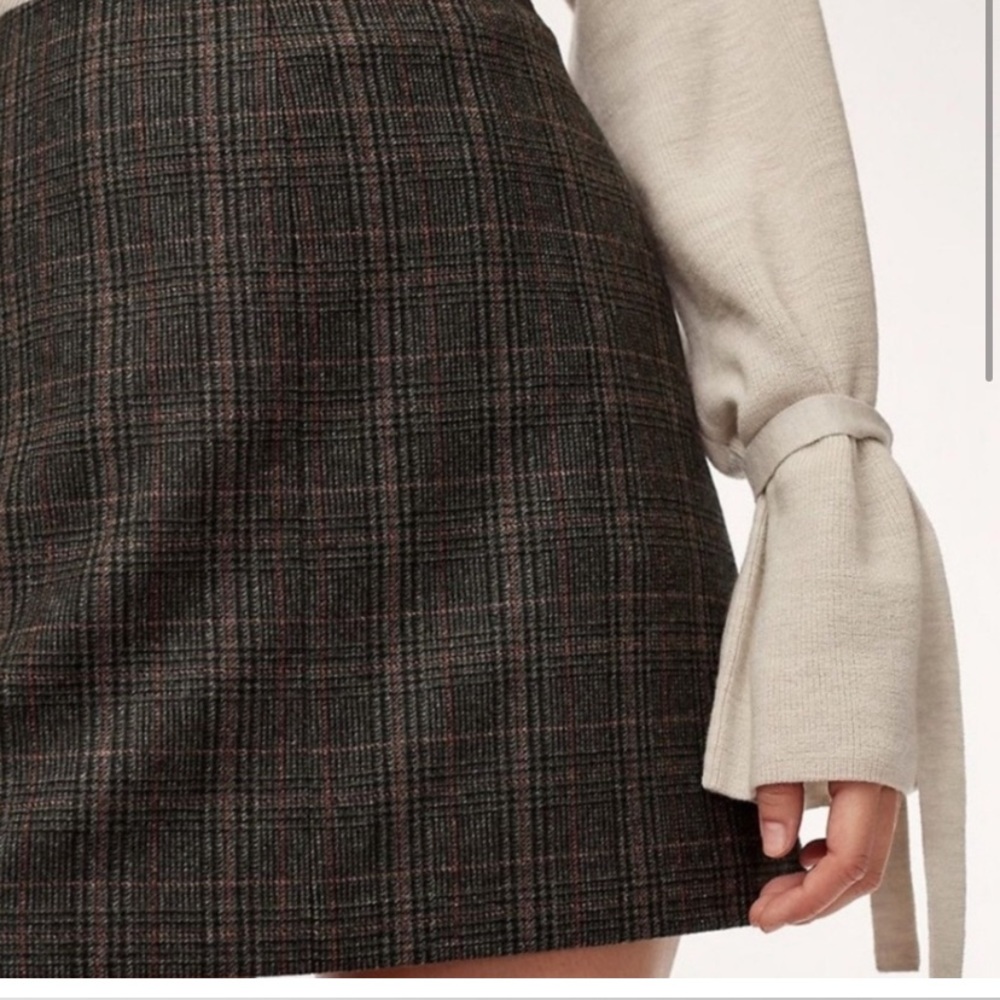 Wilfred Plaid Mini Skirt in Black and Brown Tones